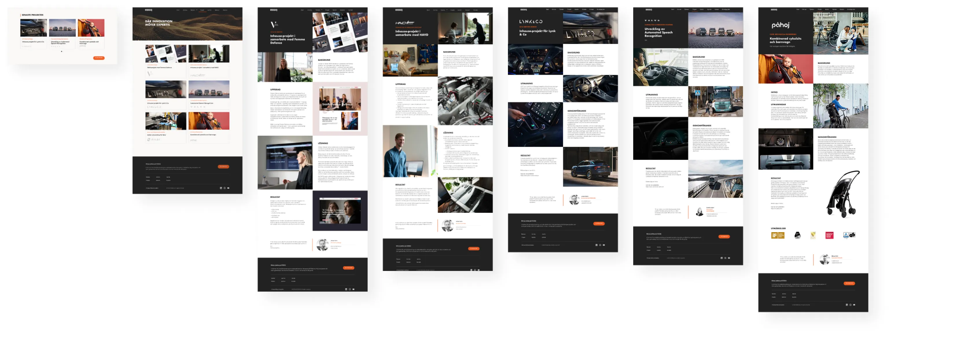 Project pages built with the custom CMS