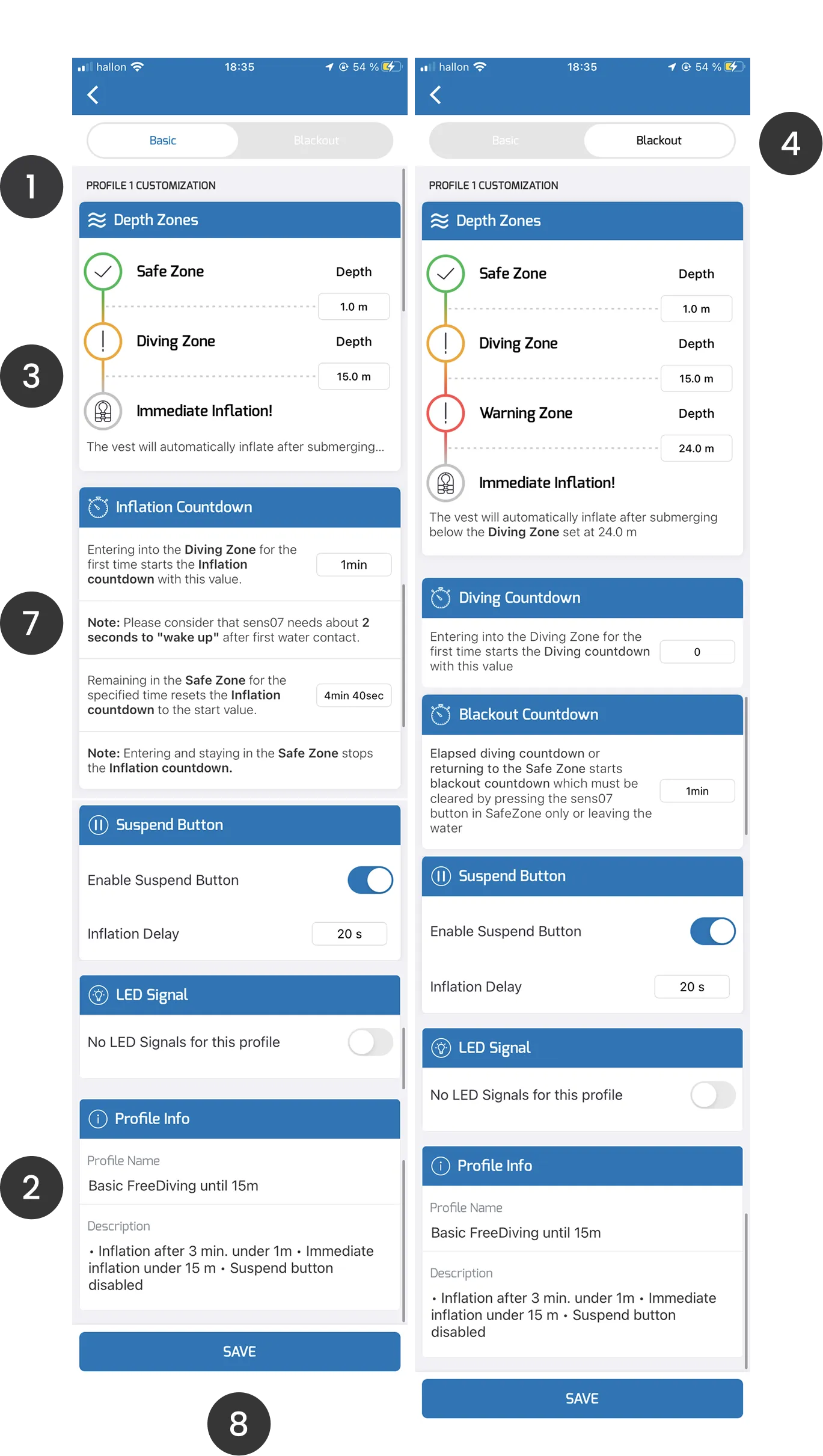 The previous profile customisation pages