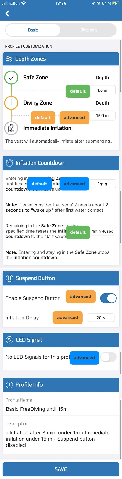 The settings sorted into three groups on the previous interface